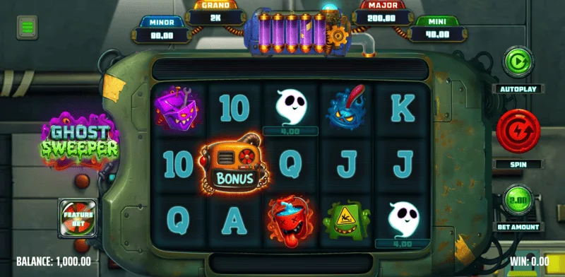 Ghost Sweeper - ekrani kryesor i lojës me rrjetin 5x3